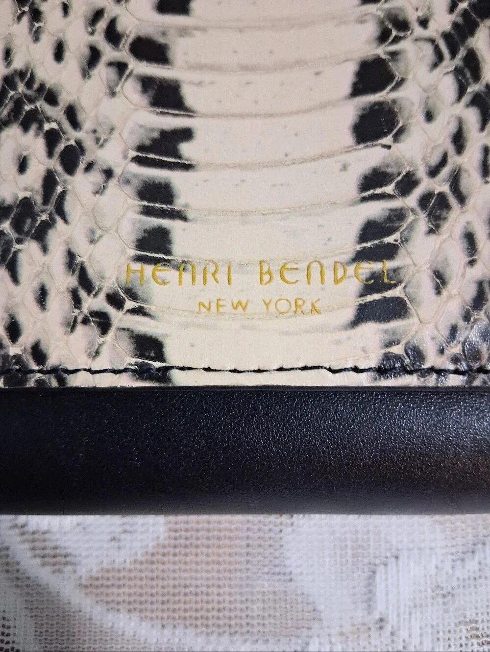 Henri Bendel LeatherUptown Organizer Wallet Snakeskin And Black Leather